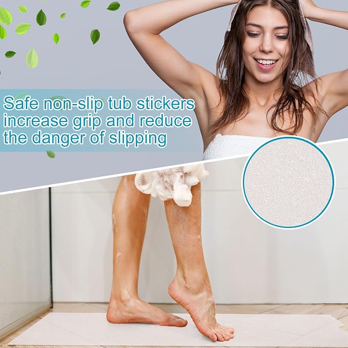 Dunzoom 16" x 40" Non Slip Bathtub Mat with Drain Cut Out Anti Slipping Non Skid Safe Tub Mat Adhesive Peel and Stick Bath Tub Mat PEVA Tub Sticker for Shower Floor Boat Wet Areas(Clear)