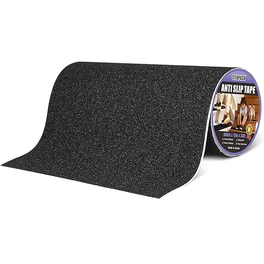 12in x 33Ft Anti Slip Tape,80 Grit Black Heavy Duty Anti Slip Safety Grip Tape, Waterproof, for Stairs Outdoor/Indoor,High Traction Stairs Non Skid Treads
