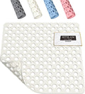 HITSLAM Shower Mat Anti Slip, 21x21 Inch No Odor Soft TPE Bathroom Shower Stall Floor Mat, Square Bath Mat for Tub Non Slip with Suction Cups and Drain Holes, Machine Washable, Soft on Feet, White