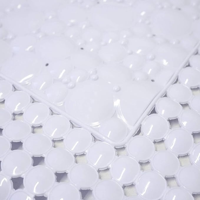 Trim to Fit Bathtub Mat Extra Long 20"x40" Non Slip with Suction Cups - Anti-Slip Shower Mat for Kids, Toddlers, and Seniors - Thick Bath Tub Mat with Multiple Drainage Holes, White