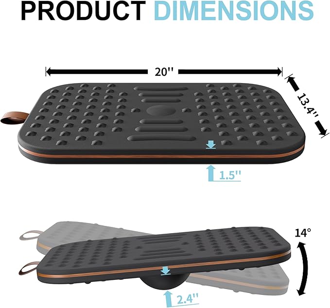 Balance Board for Standing desk, 2-in-1 Dual-Sided Balance Stability Trainer & Anti-Fatigue Standing Mat,Calf Stretcher,for Home,Gym,Office