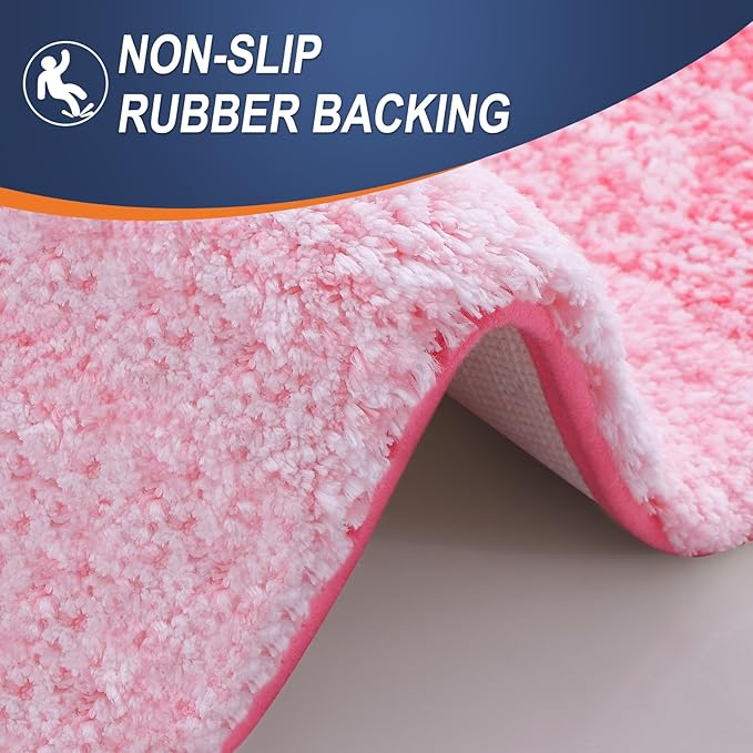 OLANLY Bathroom Runner Rugs Mat 44x24, Extra Soft Absorbent Microfiber Bath Rugs, Rubber Backing, Quick Dry, Washable Long Bath Mats for Bathroom Floor, Tub and Shower, Home Decor Accessories, Pink