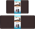 HappyTrends 2 PCS Kitchen Mat Cushioned Anti-Fatigue Floor Mat, Heavy Duty Ergonomic Comfort Foam Standing Mat,20"x30"+20"x47",Chocolate