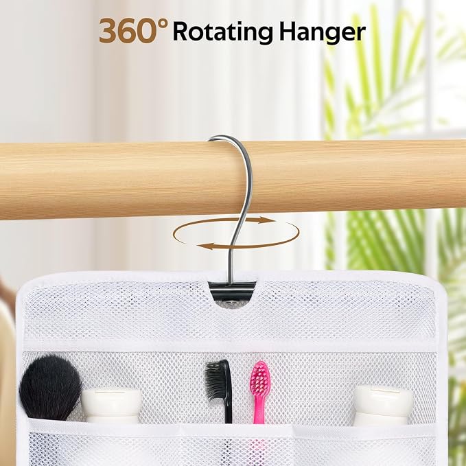 MISSLO Shower Caddy Organizer 5 Pockets Roll up Hanging Bathroom Accessories Storage for Camper, RV, Gym, Cruise, Cabin, College Dorm Shower, Small