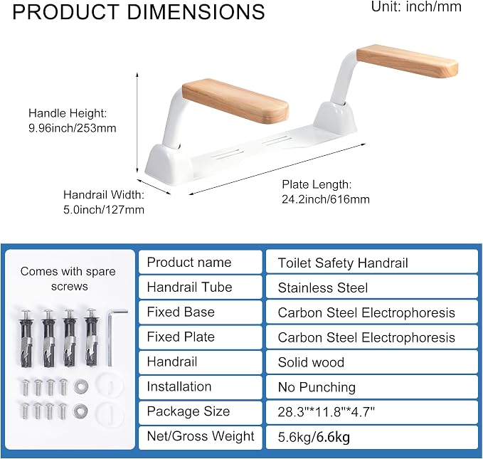 Toilet Safety Rails for Seniors with Space Saving Flip-Up Armrests, Toilet Support Rails for Seniors and Disabled, Pregnant Women, Grab Bars Toilet Safety Frame for Bathroom, Oak