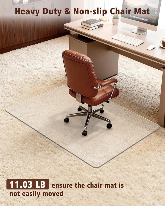 Soimeat Hard Frosted Office Chair Mat for High Pile Carpet and Hardwood Floor, 35.4" x 47.2" Anti-Slip Computer Rolling Chair Mat, Heavy Duty Chair Pad Under Desk Carpeted Floor Protector, 2 PCS