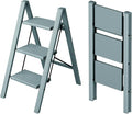 Taranta 3 Step Ladder,Aluminum Lightweight Folding 3 Step Stool with Anti-Slip Wide Pedal,330lbs Capacity Step Ladder for Household,Kitchen,Office - Serene Blue
