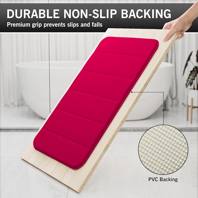 RUN HELIX Bathroom Rugs Set 2 Piece Memory Foam Bath Non-Slip Bath Mat,Washable Room Mats,Absorbent Shaggy Rugs Super Soft Kitchen Mats, Batroom Carpets for Bathroom,Tub,Shower Christmas Home Decor