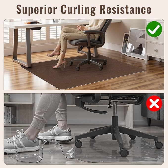 Sycoodeal Office Chair Mat for Hardwood Floor,Slip Resistant Floor Mat for Office Computer Gaming Chair,Heavy Duty Floor Protector for Rolling Chairs,Easy to Clean,Coffee(40"x55")