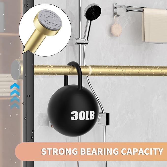 Gold Shower Curtain Rod 34-96 Inches(2.8-8ft) Never Rust Adjustable Shower Rod Spring Tension Non Slip No Drilling Shower Rods for Bathroom Garland Window