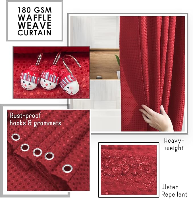 Clara Clark Bathroom Set - Christmas Bathroom Accessories Set, 27PC Bathroom Accessory Set, Christmas Bathroom Sets with Bathroom Rugs, Adhesive Corner Shower Caddy Hanging, Toilet Brush & Trash Can