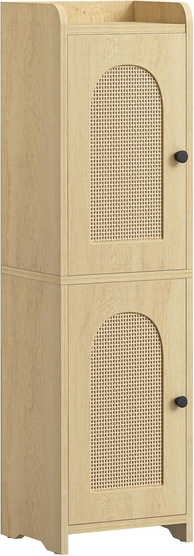 Hzuaneri Bathroom Storage Cabinet, Small Corner Floor Cabinet with 2 Doors and Adjustable Shelf, Narrow Toilet Paper Cabinets, Bathroom Organizer for Small Spaces, 7.9"D x 7.9"W x 29.5"H Rattan Yellow