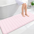 OLANLY Memory Foam Long Bathroom Rugs Runner 59x24, Super Soft Absorbent Bath Mat, Quick Dry, Machine Washable Shower Floor Rugs, Bathmat Carpet, Bathroom Home Decor Accessories, Pink