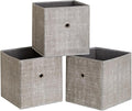Foldable Storage Cubes Bins ,11 Inch Cloth Storage Cube Fabric Storage Box Cubes Organizer Baskets with Handles for Home Organizer Set of 3 (Cowboy Grey)