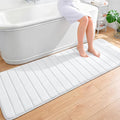 OLANLY Memory Foam Long Bathroom Rugs Runner 70x24, Super Soft Absorbent Bath Mat, Quick Dry, Machine Washable Shower Floor Rugs, Bathmat Carpet, Bathroom Home Decor Accessories, White
