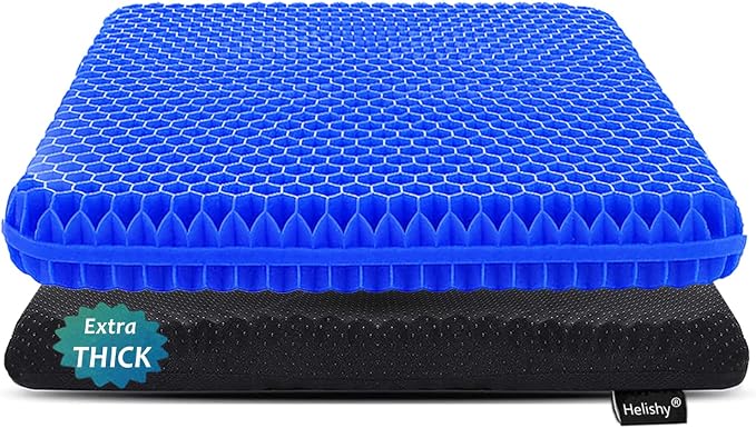 Gel Seat Cushion for Long Sitting, Extra Thick Gel Cushion for Wheelchair Soft Chair Pads for Office Home Chairs Car Seats Long Trips - Back Sciatica Hip Tailbone Pain Relief Cushion (Blue)
