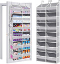 UVIAHOMI Heavy Duty Over The Door Organizer 6 Tiers, Extra Large Behind Door Storage of 12 Front & 12 Mesh Pockets, 80lb Weight Capacity, Hanging Doors Storage for Closet Bedroom Nursery, Light Gray