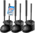 FORASTO 3Pack 2 in 1 Toilet Brush and Plunger Set, Extended Handle Plunger,Toilet Bowl Brush Plunger Set,Bathroom Cleaning Tools,Toilet Brush Plunger Combo,Cleaning Supplies，Black