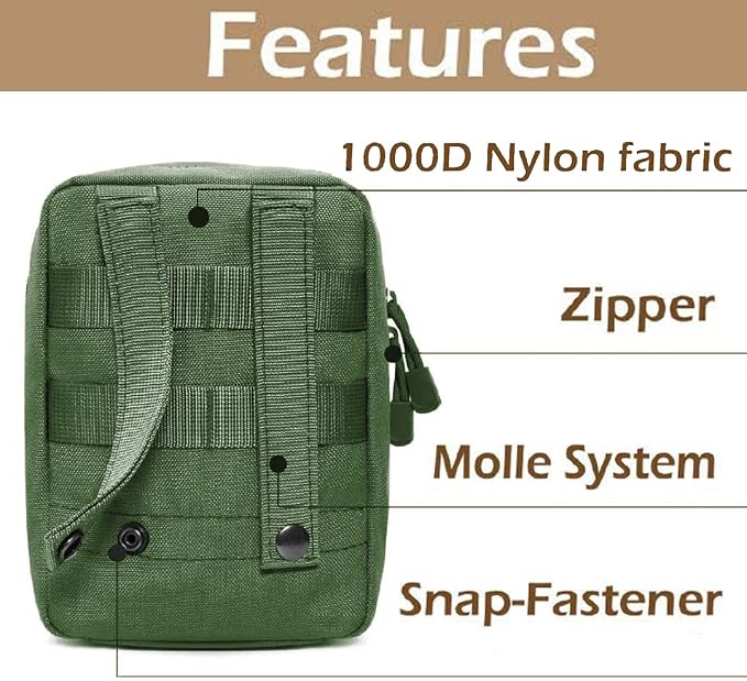 GHFY First Aid Pouch EMT IFAK Medical Pouchs, Tactical MOLLE Utility Empty Pouch (Green)