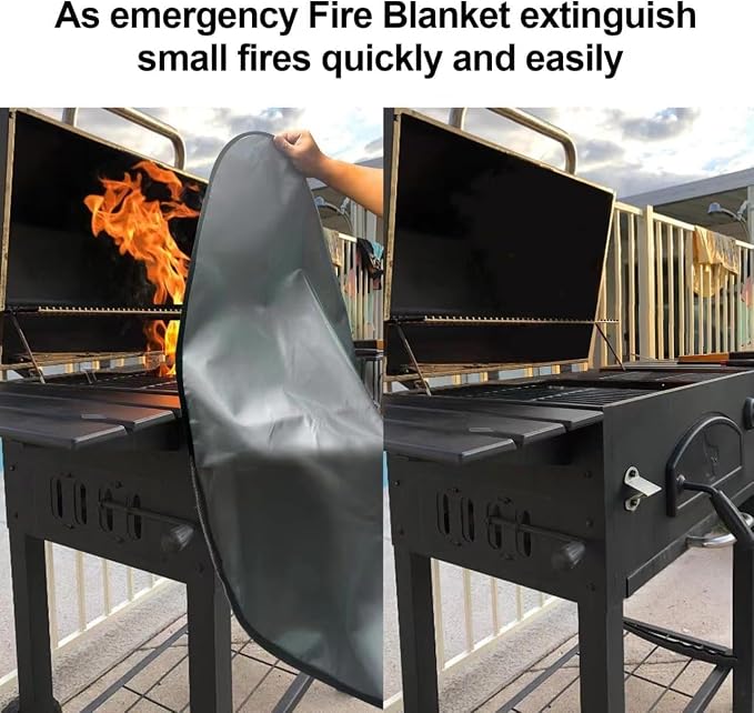 UBeesize 38" Heavy Duty Grill Mat & Fire Blanket, 2000°F Heat Resistant Waterproof Mat for Outdoor Grill, Fire Pit, Deck & Patio Protection, 3-in-1 Reusable, Easy Clean.