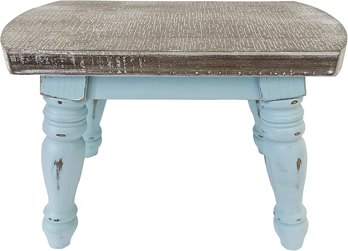 dwellington Farmhouse Wooden Step Stool - Rustic Solid Wood Design, 300lb Capacity, Sturdy Step Ladder for Kids, Kitchen, Bathroom, Vintage Home Decor