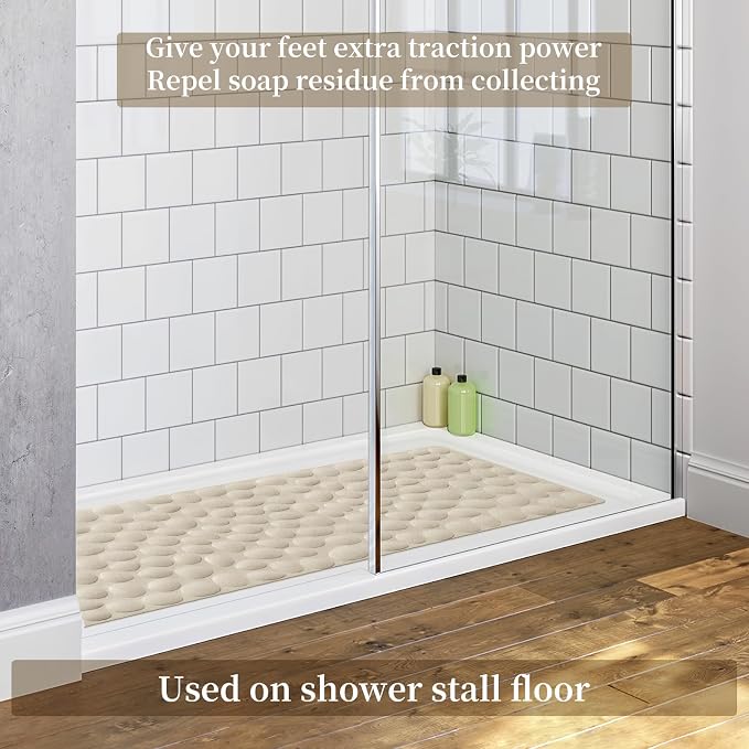 OTHWAY Bathtub Mat Non Slip, Rubber Bath Mat for Kids for Baby, 16x40 inch Large Bath Mats for Bathroom Tub with Strong Suction Cups (Brown)