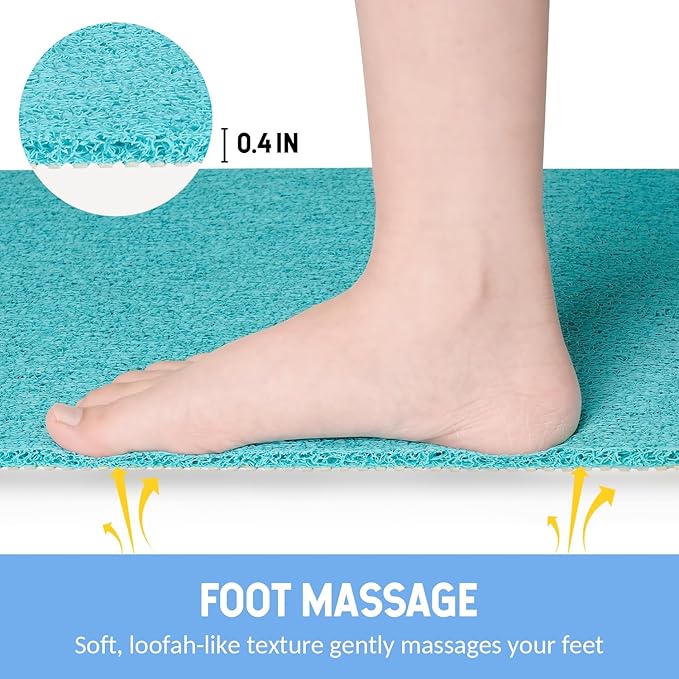 Hargiis Non-Slip Bathtub Mat, Anti Slip Shower Mat, Fast Drying Bathtub Mats, Foot Scrubber Mat, Anti Slip Mat for Tub, Floor, Bathroom, Kitchen, Home, Hotel (Turquoise Blue 24"×16")