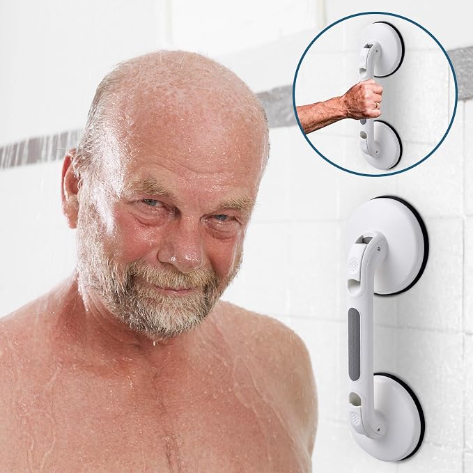 New Shower Handle Shower Grab Bars for Bathtubs and Showers,Strong Hold Suction Cup Grip Grab,Bath Handle Heavy Duty Grab Bars for Handicap Elderly Seniors Bathroom （Grey）