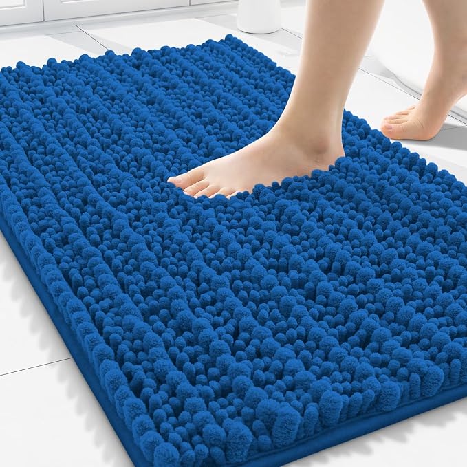 Smiry Bathroom Rugs Mat 30x20, Extra Soft Absorbent Chenille Bath Rugs, Non Slip Rubber Backing Machine Washable Quick Dry Bath Mats for Bathroom Floor, Tub, Shower, Home Accessories, Deep Navy Blue