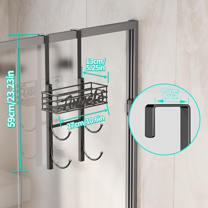 HapiRm Towel Racks for Bathroom Storage - 3 Tier Over The Door & Wall Mount Rolled Towel Storage Organizer Holder with Metal Shelf Basket for Small Bathroom, Camper, Rv - Black, Patented