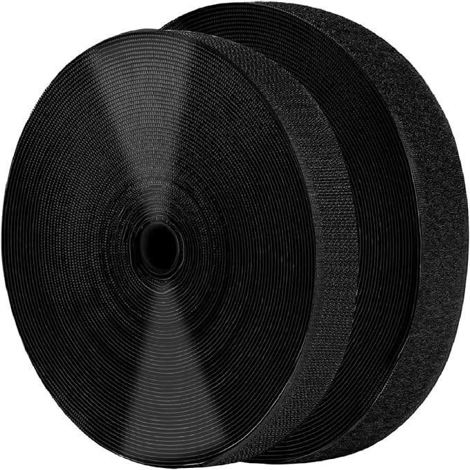 1 Inch x 82 Feet Black Self Adhesive Hook and Loop Tape Sticky Back Roll, Nylon Heavy Duty Strips with Adhesive, Multi-Function Hook Loop Tape for Crafting & Wall Hanging - Black