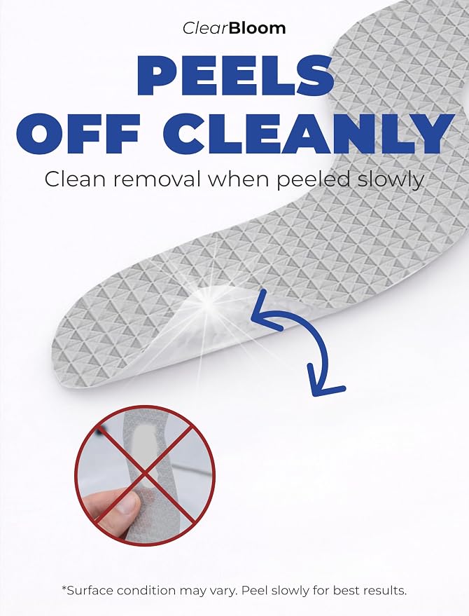 Clear Bloom Anti Slip Shower Stickers 24 PCS, Gray Non-Slip Shower Strips for Adults, Premium Adhesive Bath Tub Stickers