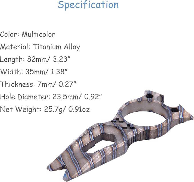 Hamans Pry Bar Multi Tool Titanium with Wrench Bottle Opener Pry Bar Function Mini Portable