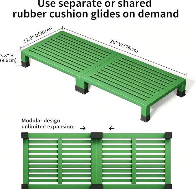 One Step Stool Platform 3.8" Height for Adults, Kids. Heavy Duty/Portable/Nonslip/Durable Construction Safe Step Stool for Bedroom/Kitchen Bed, Bathroom,Kitchen，Garden (Green)