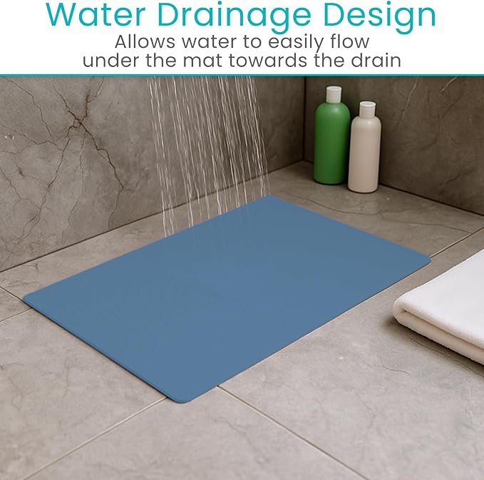 Vive Non-Slip Bath Mat with Suction Cups - 28" x 16" Extra Large Rubber Mat for Safety & Comfort - Patented Grip Prevents Slips and Falls for Kids, Elderly, Men, Women - XL Non Skid Shower & Tub Cover