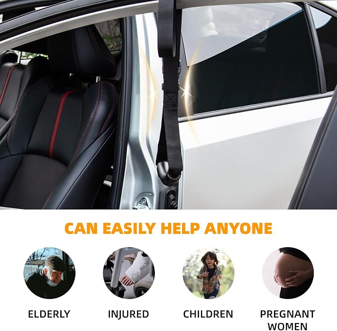 KOUNATSURI Car Door Handle for Elderly Car Assist Support Handle Multifunction Car Door Latch Bar for Seniors and Handicapped(Black)