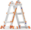 LEVELEVE 11FT Multi Position Ladder,A Frame 3 Step Ladder with Stabilizer Bar & Wheels,330 lbs Security Load Extension Ladder for Stairs Home Indoor Outdoor Roof