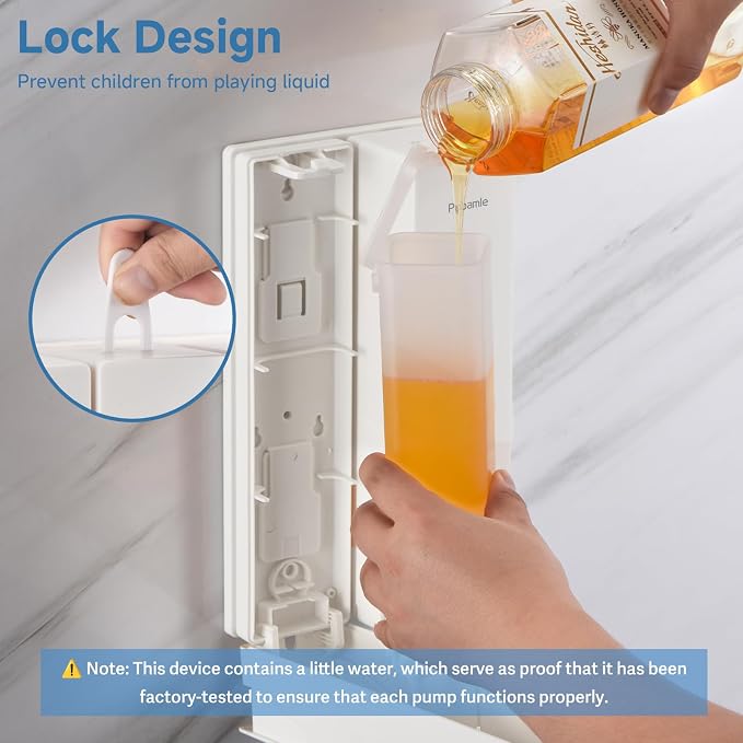 Shampoo Dispenser for Shower - Shower Soap Dispenser Wall Mounted No Drill - Shampoo Body Wash Dispenser 2 Chamber - Easy Install for Bathroom Hotel White 800ml