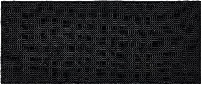 TYUU Black Long Bathroom Rug, Waffle Runner Rug Bathroom Non Slip Washable Super Absorbent Quick Dry Boho Farmhouse Bath Decor, 72"x24" Black