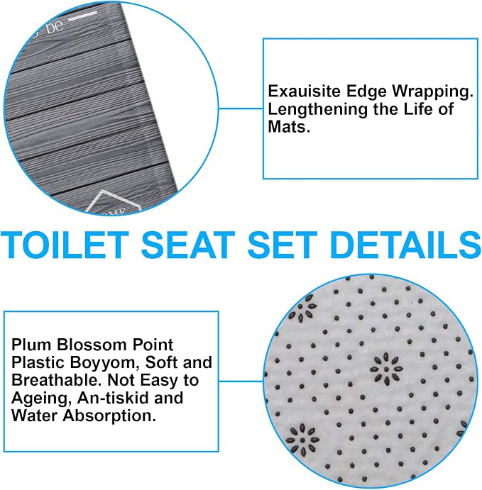 4Pcs Family Shower Curtain Sets with Non-Slip Rugs, Toilet Lid Cover and Bath Mat, Grey Home Bathroom Decor Set Accessories Waterproof Shower Curtains with 12 Hooks, 72 x 72 Inch
