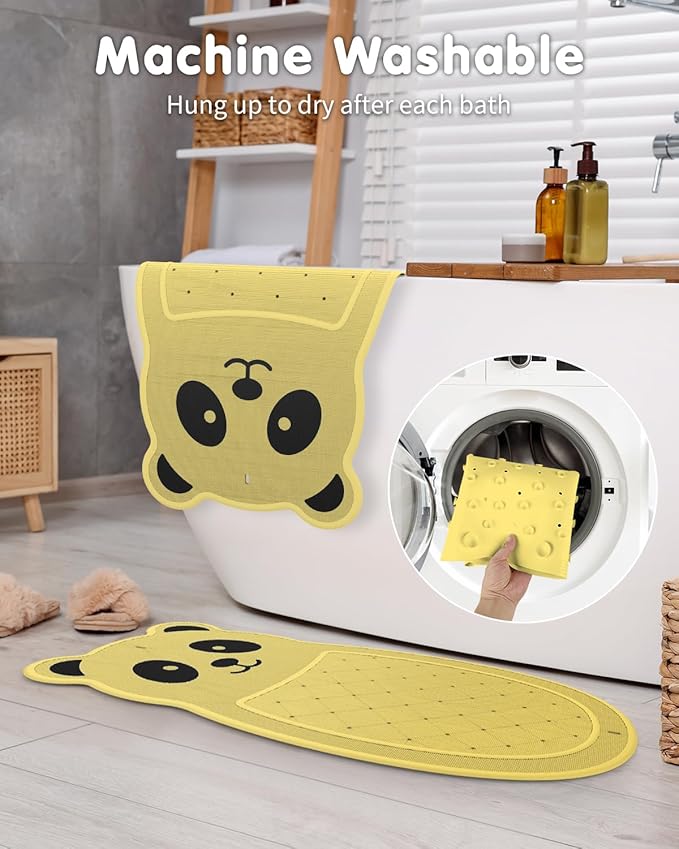 Safe Bath Solution, Bathtub Mat Non Slip for Babies, Toddlers, Kids & Pets, Natural Rubber BPA-Free Low Odor Safer Than PVC, Machine Washable, Suitable for Bathroom, Garden, and Hotel Tubs, Yellow