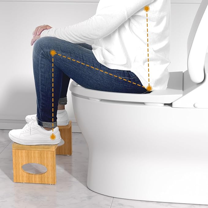 ROMGUAR CRAFT 7 Inch Bamboo Toilet Stool, Foldable Poop Stool, Bathroom Step Stool Squat (Natural)
