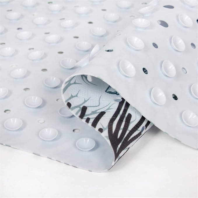 Bathtub Mat Non Slip 40x16 Inch Extra Long Bath Mat, Sea Animals Shower Mat Non Slip Bath Mat for Tub Anti Slip with Large Drain Holes and Suction Cups, Ocean Design Bathroom Mat for Bathroom Decor ﻿
