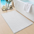 DEXI Bathroom Rugs 24x16, Non Slip Washable Bath Mat, Absorbent Chenille Bathmat, Ultra Soft Thick Carpet for Tub Shower Floor, White
