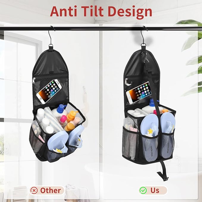 Ethereal Hanging Mesh Shower Caddy Portable for College Dorm Room Essentials, Large Capacity Shower Bag for Guys/Girls, for Beach, Swimming, Gym