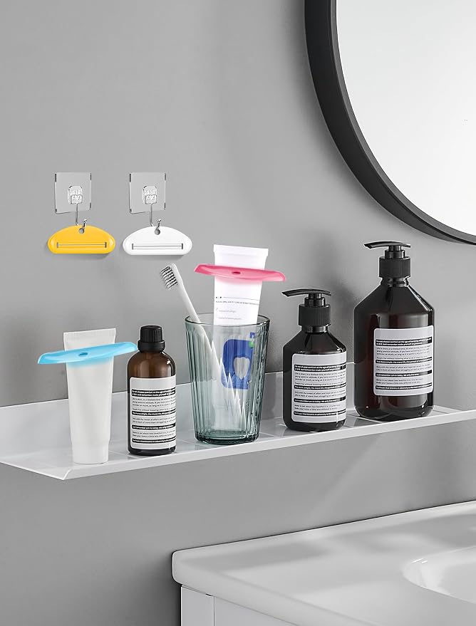 EVOULTES 4PCS Toothpaste Squeezer, Colorful Plastic Toothpaste Tube Squeezer Toothpaste Dispenser HangingTube Squeezer Tool, Toothpaste Clip for Bathroom, Suitable for Toothpaste, Cream, Cosmetics