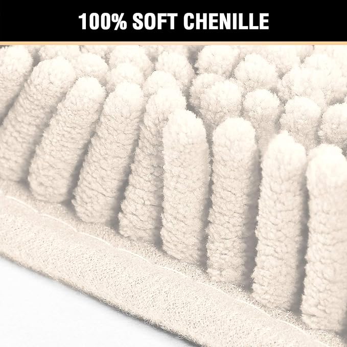 H.VERSAILTEX Microfiber Bath Rugs Chenille Floor Mat Ultra Soft Washable Bathroom Dry Fast Water Absorbent Bedroom Area Rugs, 24 x 36 - Inch, Ivory