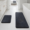 HUXMEYSON Bathroom Rugs Sets 2 Piece, Non-Slip & Quick Dry Bath Mat Set, Ultra Soft Velvet Bath Rugs for Bathroom, Toilet and Shower Floor, Dark Grey