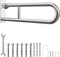 Toilet Grab Bar, Bathroom Safety Handrail Wall Mounted, 304 Stainless Steel Flip Up Folding Support Rail for Elderly Seniors and Handicap Assistance (30 Inch)