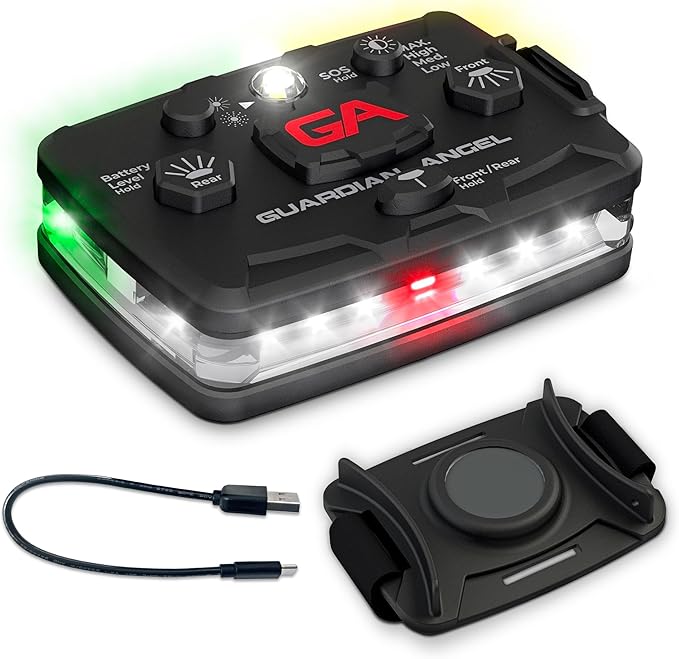 Guardian Angel Elite Series Safety Light (White Front & Green/Yellow Rear) - Rechargeable, Magnetic, Wearable & Mountable LED Flashlight for Construction, Roadside, Towing, Security & Industrial PPE